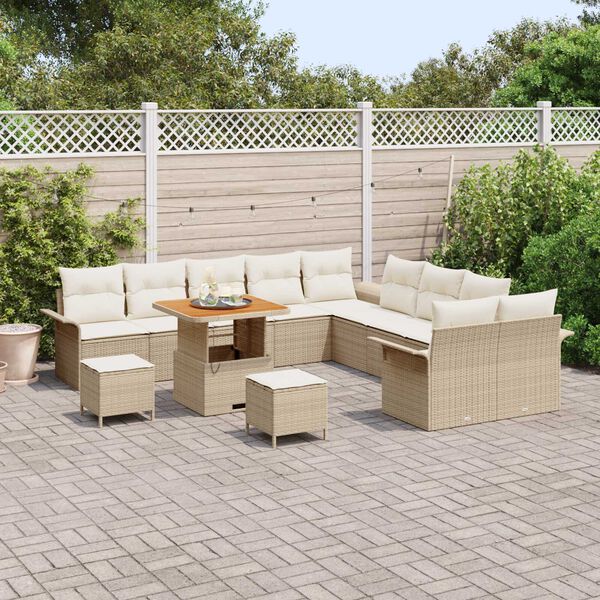 vidaXL Σετ Καναπέ Κήπου 13 pcs Μπεζ συνθετικό ρατάν