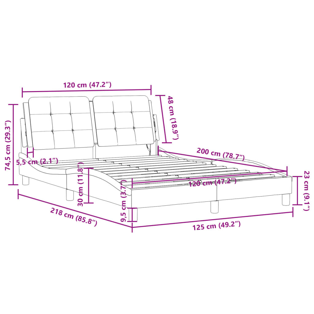 vidaXL Πλαίσιο Κρεβατιού με Κεφαλάρι Καφέ 120x200 εκ. Συνθετικό Δέρμα