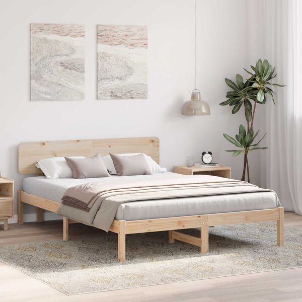 vidaXL Κρεβάτι με κεφαλάρι 150x200 εκ μασίφ ξύλου πεύκου