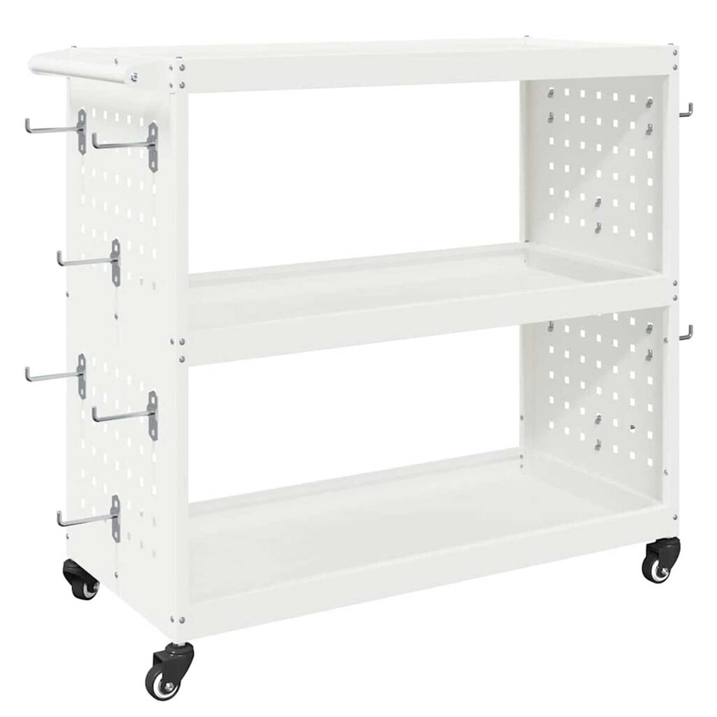 vidaXL Καρότσι εργαλείων με ράφι Λευκό 75 x 35 x 73 εκ. Κρύα χάλυβας