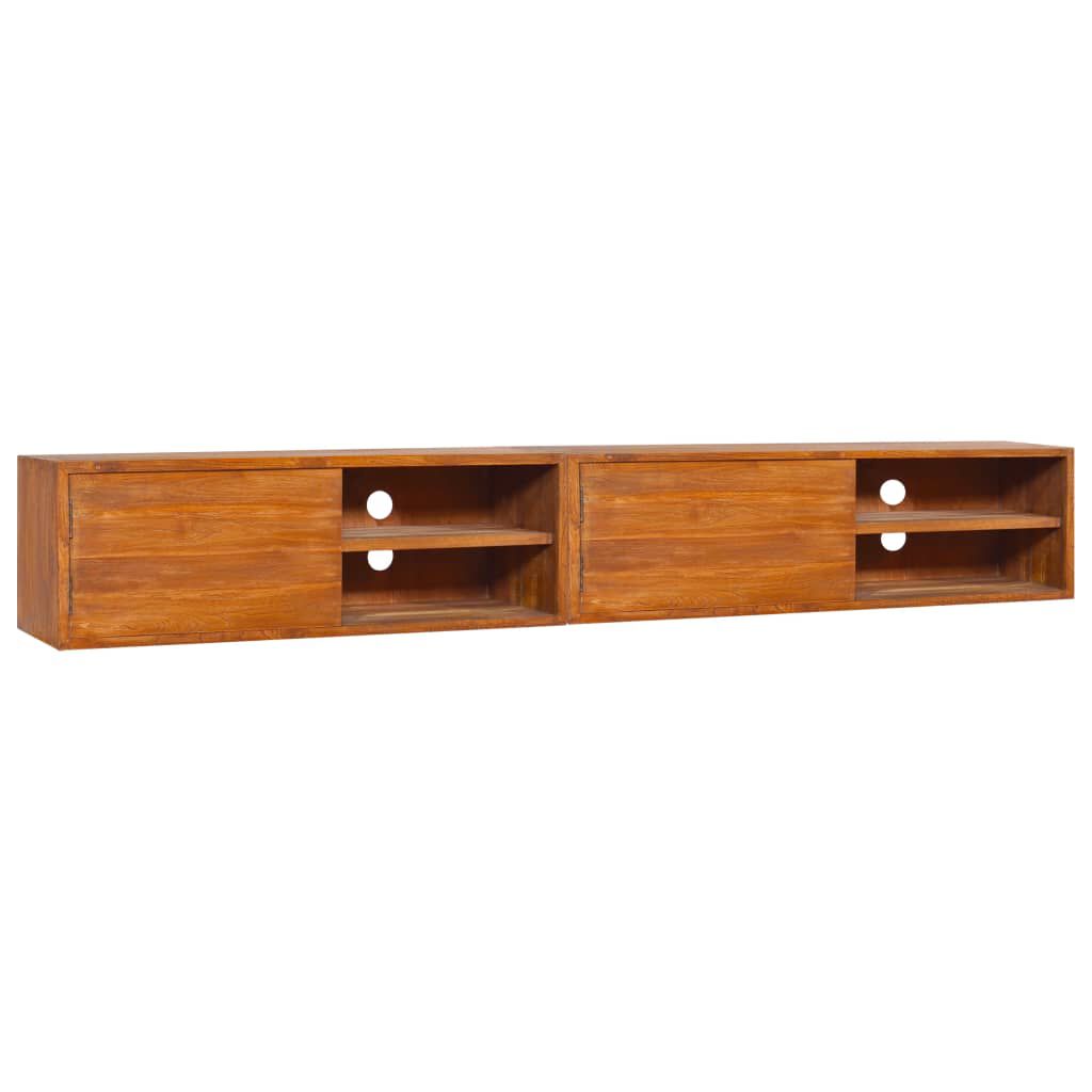 vidaXL Έπιπλο Τηλεόρασης Επιτοίχιο 180 x 30 x 30 από Μασίφ Ξύλο Teak