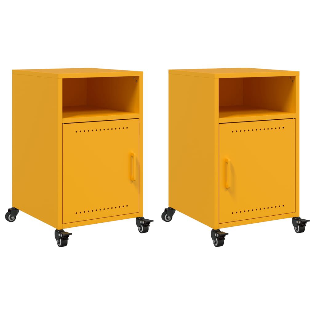 vidaXL Κομοδίνα 2 τεμ. Μουσταρδί 36x39x59 εκ. από Χάλυβα