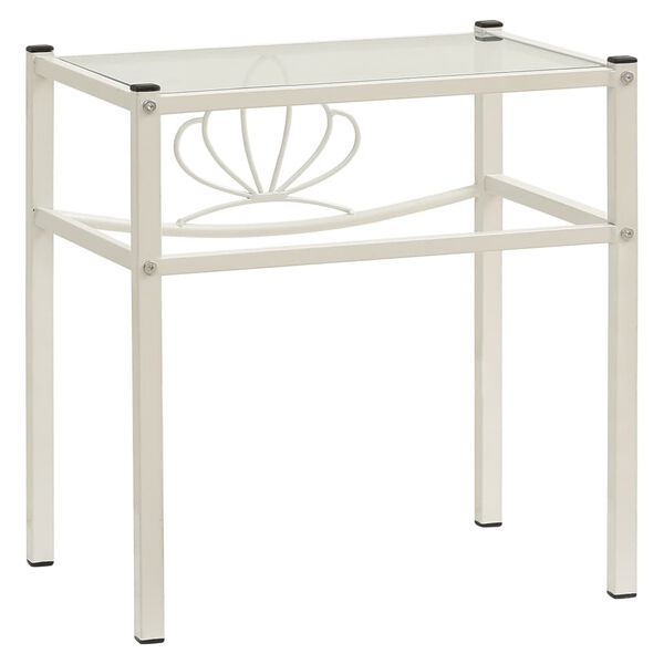 vidaXL Κομοδίνο Λευκό και Διαφανές 42,5x33x44,5εκ. από Μέταλλο & Γυαλί