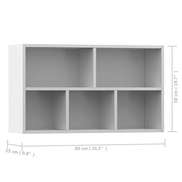 vidaXL Ραφιέρα / Βιβλιοθήκη Λευκή 50 x 25 x 80 εκ. από Επεξ. Ξύλο