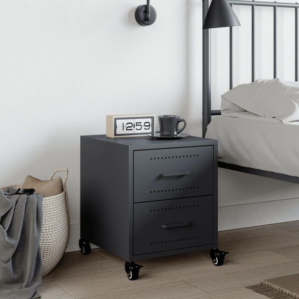 vidaXL Κομοδίνο Ανθρακί 36 x 39 x 43,5 εκ. από Χάλυβα