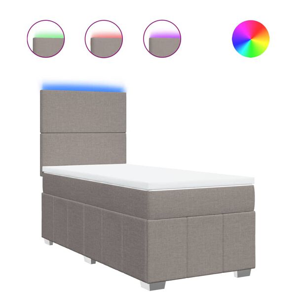 vidaXL &Kappa;&rho;&epsilon;&beta;ά&tau;&iota; Boxspring &mu;&epsilon; &Sigma;&tau;&rho;ώ&mu;&alpha; Taupe 90x200 &epsilon;&kappa;. &Upsilon;&phi;&alpha;&sigma;&mu;ά&tau;&iota;&nu;&omicron;