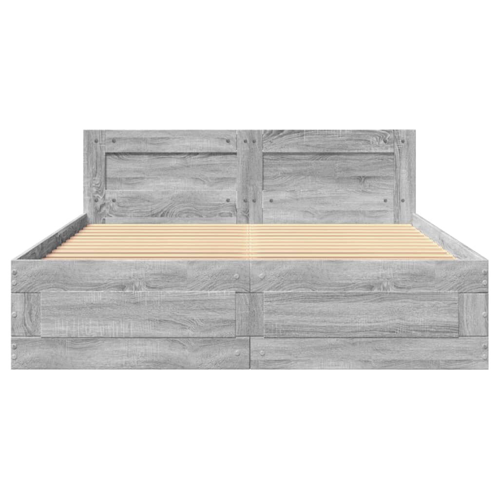 vidaXL Πλαίσιο Κρεβατιού με Κεφαλάρι Γκρι Sonoma 120x200εκ. Επεξ. Ξύλο