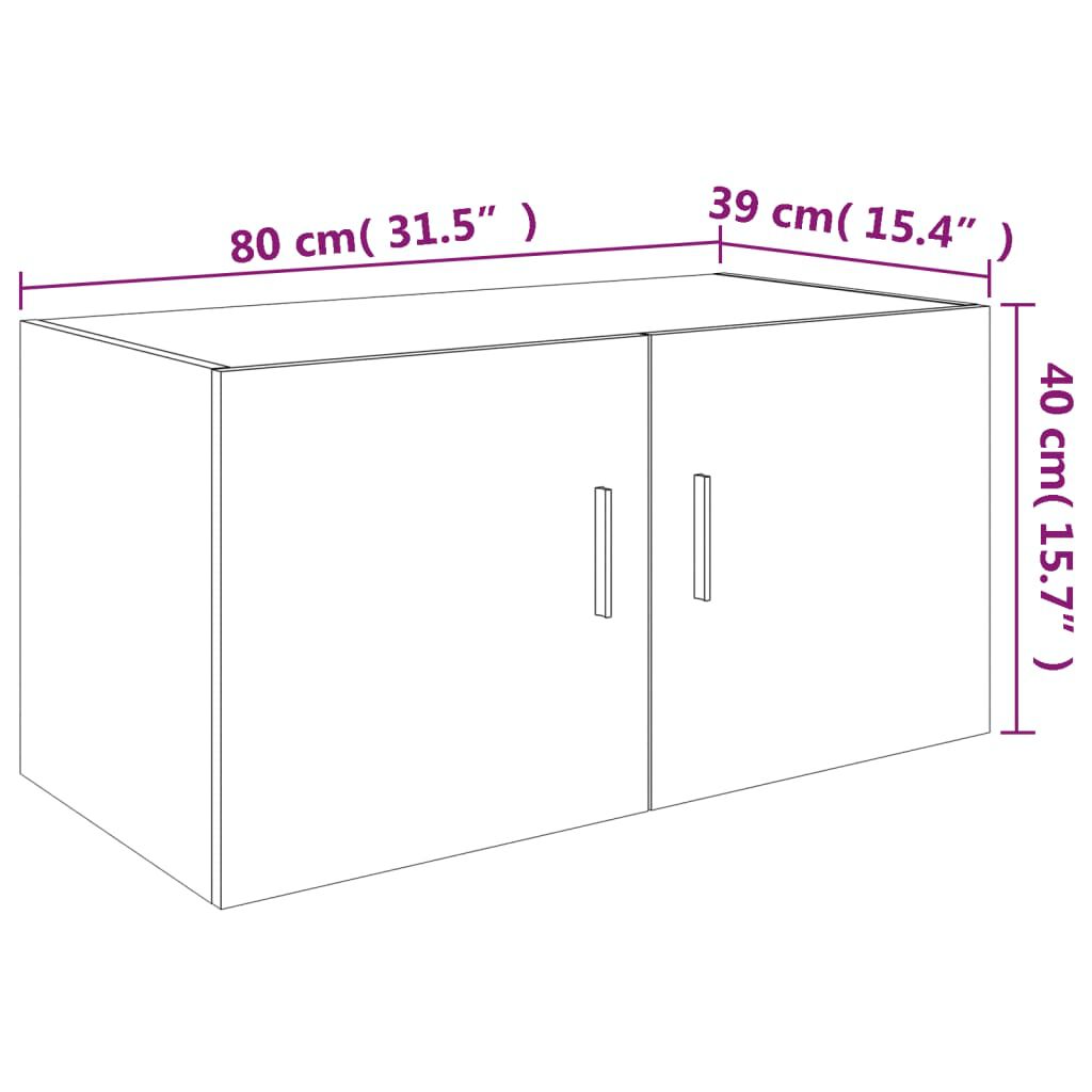 vidaXL Ντουλάπι Τοίχου Καφέ Δρυς 80x39x40 εκ. Επεξεργασμένο Ξύλο