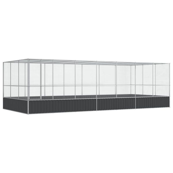 vidaXL Κλουβί με Επέκταση Ασημένιο 725x307x212 εκ. Ατσάλινο
