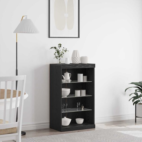 vidaXL Πλαϊνό γραφείο Μαύρη Οξυά 60.5 x 37 x 100 εκ Επεξεργασμένο ξύλο