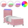 vidaXL Κρεβάτι Box Spring LED με Στρώμα Ροζ 80 x 200 cm Βελούδο