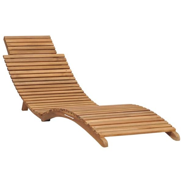 vidaXL Ξαπλώστρα Πτυσσόμενη από Μασίφ Ξύλο Teak με Τραπέζι