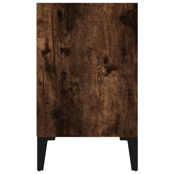 vidaXL Κομοδίνο Καπνιστή Δρυς 40 x 30 x 50 εκ. με Μεταλλικά Πόδια