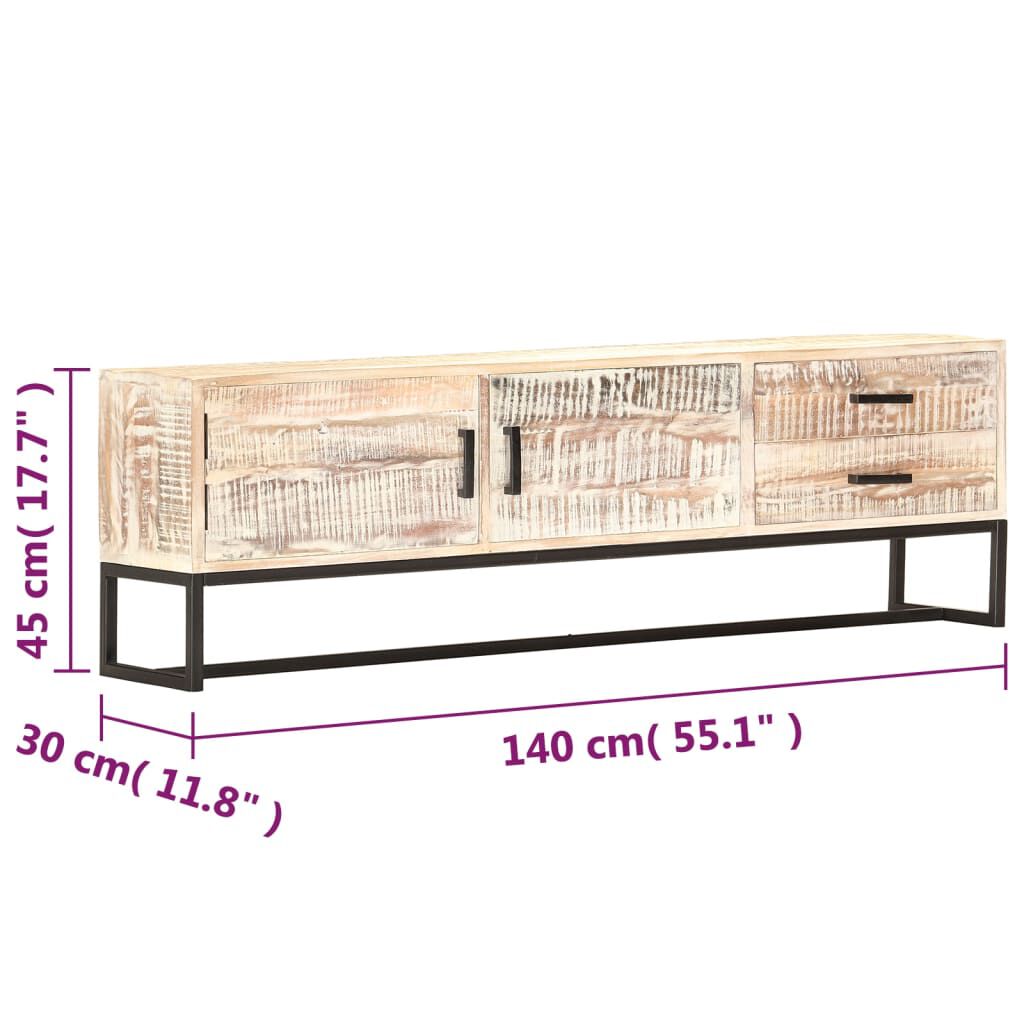 vidaXL Έπιπλο Τηλεόρασης Λευκό 140 x 30 x 45 εκ. Μασίφ Ξύλο Ακακίας
