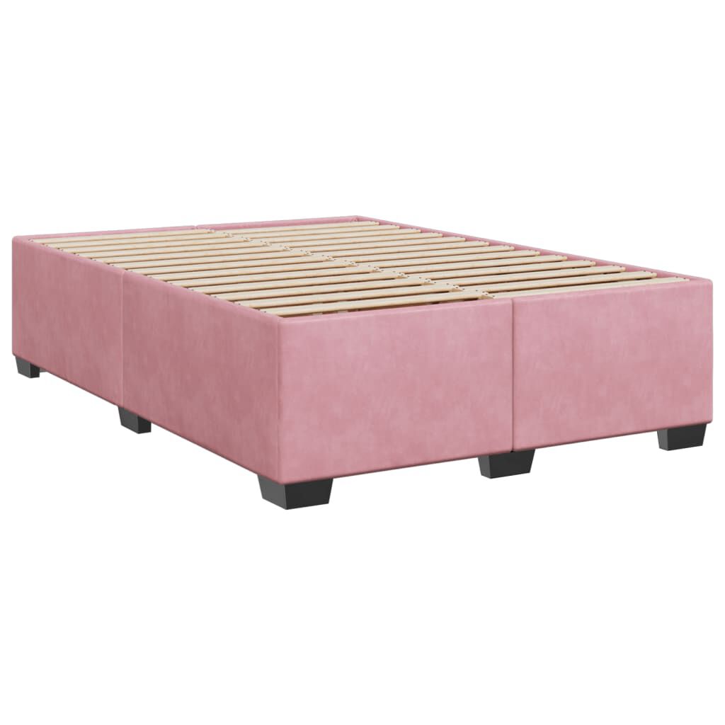 vidaXL Κρεβάτι Boxspring με Στρώμα Ροζ 140x200 εκ. Βελούδινο