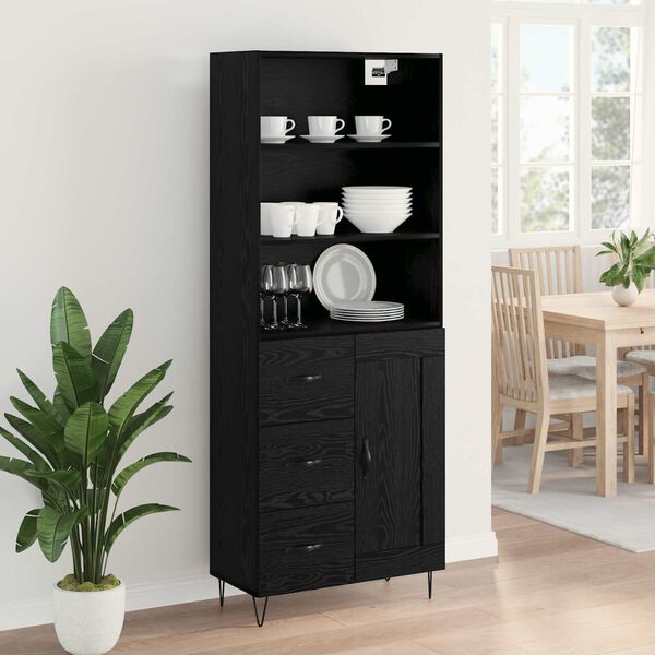 vidaXL Highboard &mu;&epsilon; &sigma;&upsilon;&rho;&tau;ά&rho;&iota; 2 pcs &Mu;&alpha;ύ&rho;&eta; &Omicron;&xi;&upsilon;ά &Epsilon;&pi;&epsilon;&xi;&epsilon;&rho;&gamma;&alpha;&sigma;&mu;έ&nu;&omicron; &xi;ύ&lambda;&omicron;
