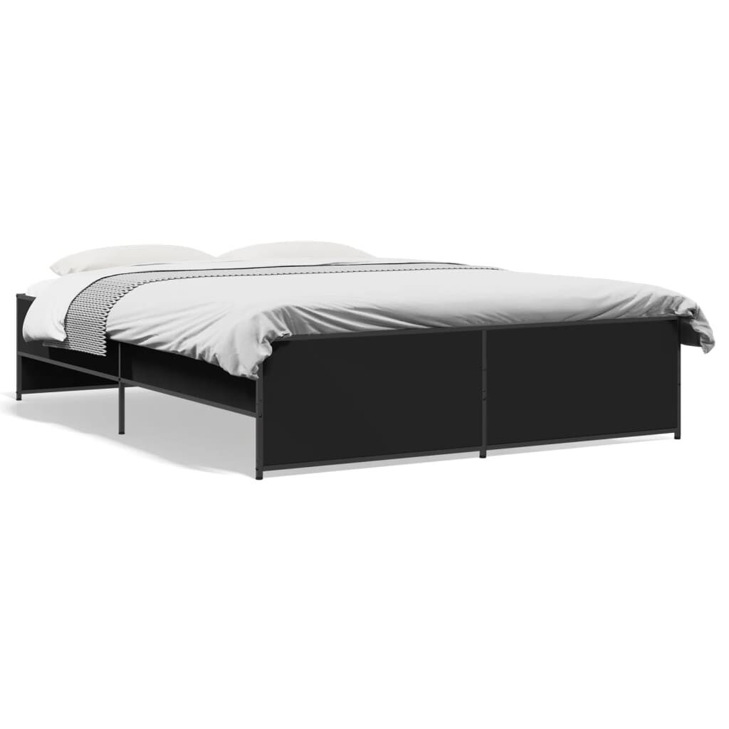 vidaXL Πλαίσιο Κρεβατιού Μαύρο 160x200 εκ. Επεξ. Ξύλο & Μέταλλο