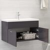 vidaXL Ντουλάπι Νιπτήρα Γυαλιστερό Γκρι 80x38,5x46 εκ. από Επεξ. Ξύλο