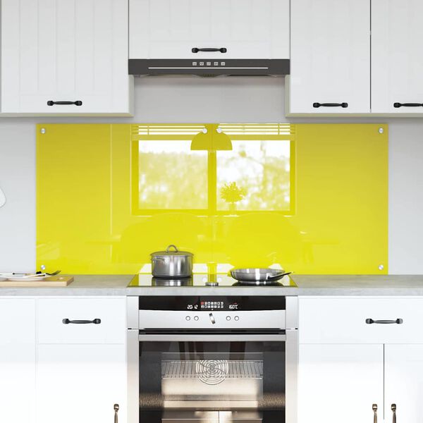 vidaXL Πίσω Πάνελ Κουζίνας 2 pcs Κίτρινο 70 x 60 cm σκληρυμένο γυαλί