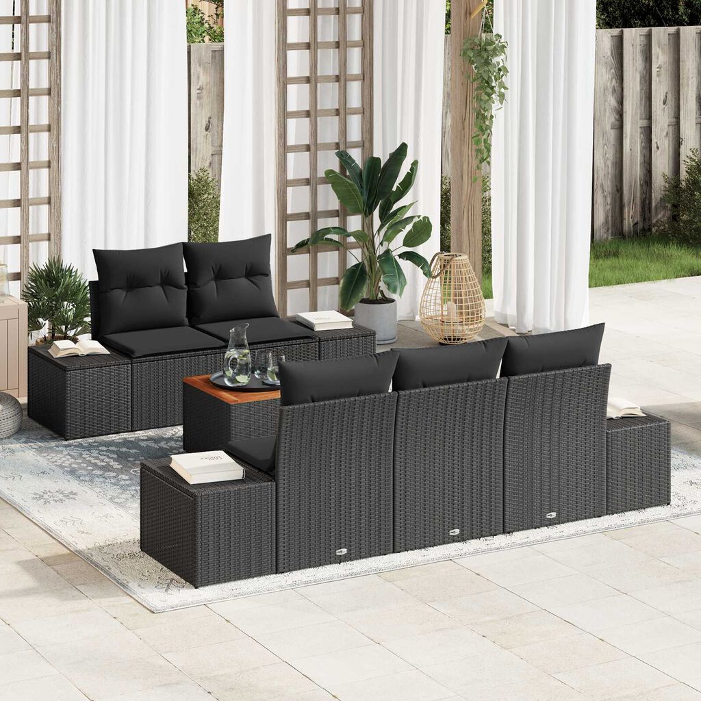 vidaXL Σετ Καναπέ Κήπου 6 pcs Μαύρο