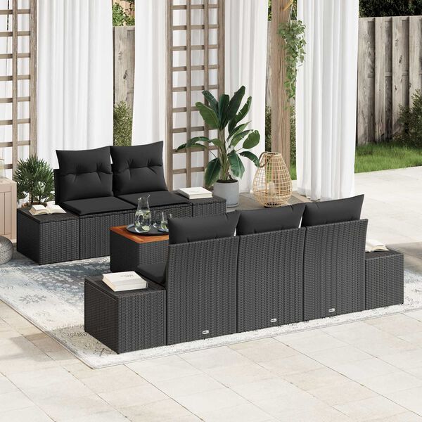 vidaXL Σετ Καναπέ Κήπου 6 pcs Μαύρο
