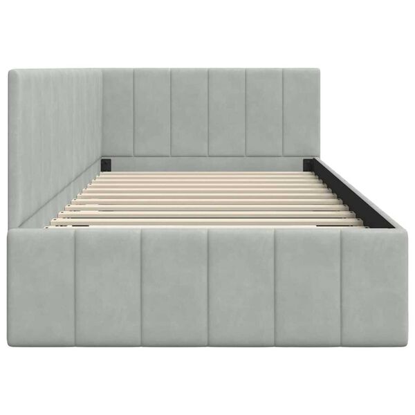 vidaXL Κρεβάτι Γωνίας με κεφαλάρι Ανοιχτό γκρι 90 x 190 cm Βελούδο