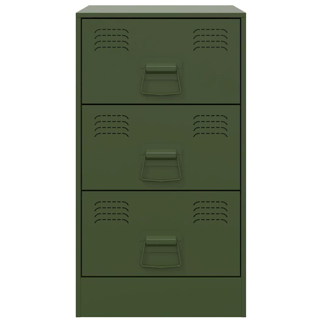 vidaXL Κομοδίνο Πράσινο Λαδί 34,5x39x62 εκ. από Χάλυβα