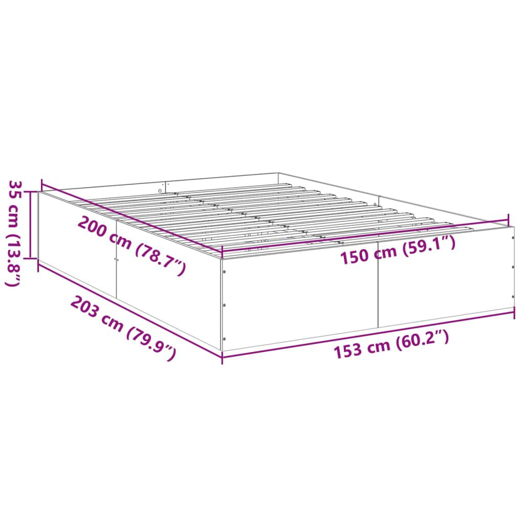 vidaXL Πλαίσιο Κρεβατιού Λευκό 160x200 εκ. Επεξεργασμένο Ξύλο
