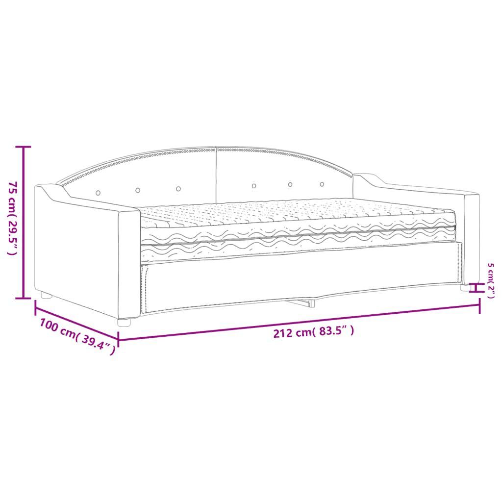 vidaXL Καναπές Κρεβάτι με Στρώμα Σκούρο Γκρι 90 x 190 εκ. Υφασμάτινο