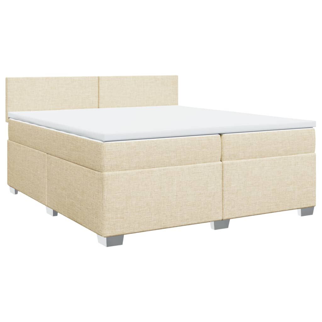 vidaXL Κρεβάτι Boxspring με Στρώμα Κρεμ 200x200 εκ. Υφασμάτινο