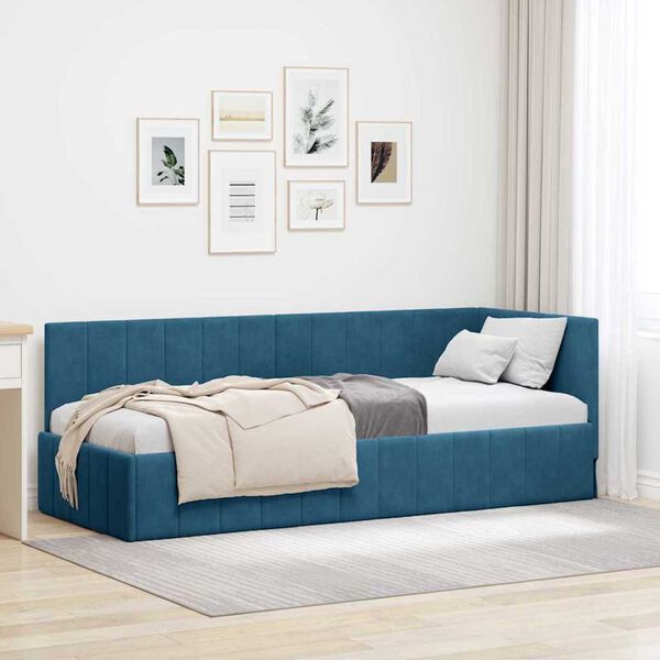 vidaXL Κρεβάτι Γωνίας με κεφαλάρι Μπλε 80 x 200 cm Βελούδο