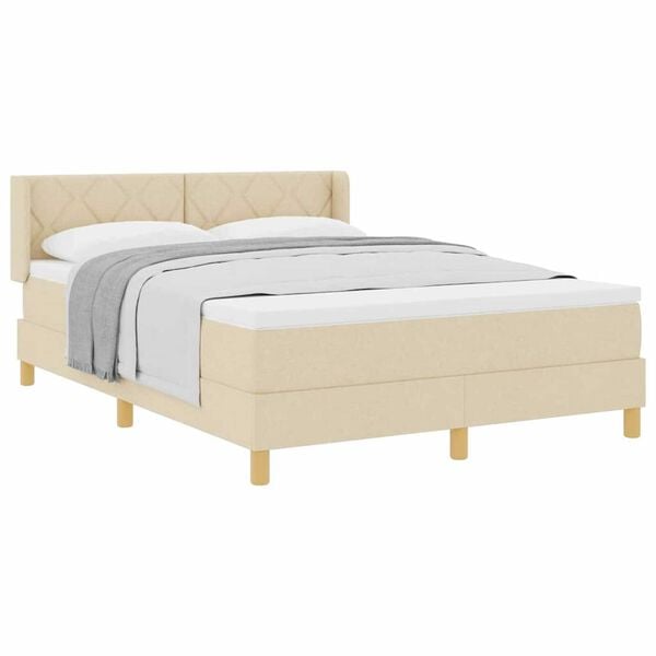 vidaXL Κρεβάτι με Ελατήρια με στρώμα Κρεμ 160 x 200 cm ύφασμα
