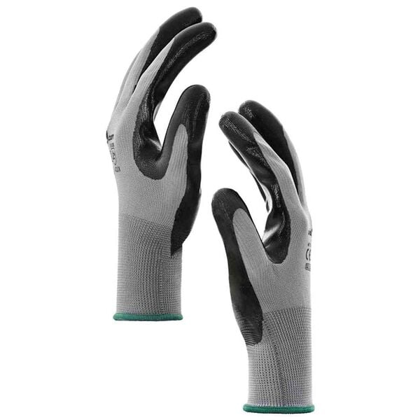 vidaXL Γάντια Εργασίας 12 pcs Γκρι και Μαύρο 11 / XXL Πολυεστέρας