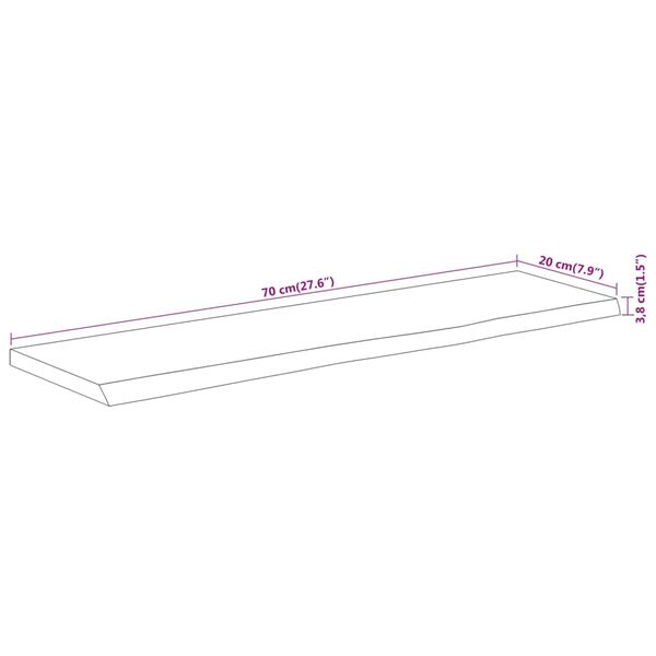vidaXL Ράφι Επιτοίχιο Ορθ. Live Edge 70x20x3,8 εκ. Μασίφ Ξύλο Ακακίας