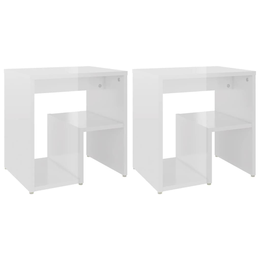vidaXL Κομοδίνα 2 τεμ. Γυαλιστερό Λευκό 40x30x40 εκ. από Επεξ. Ξύλο