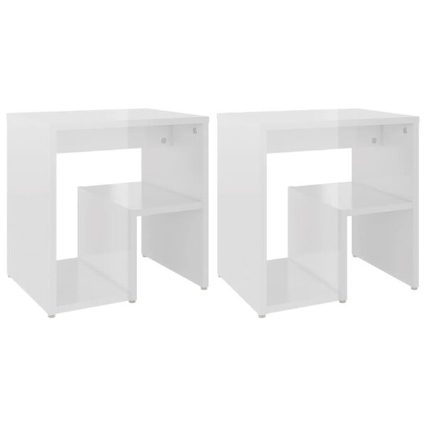 vidaXL Κομοδίνα 2 τεμ. Γυαλιστερό Λευκό 40x30x40 εκ. από Επεξ. Ξύλο