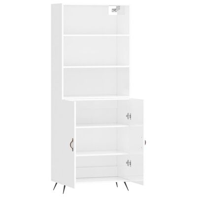 vidaXL Ντουλάπι Γυαλιστερό Λευκό 69,5x34x180 εκ. Επεξεργασμένο Ξύλο