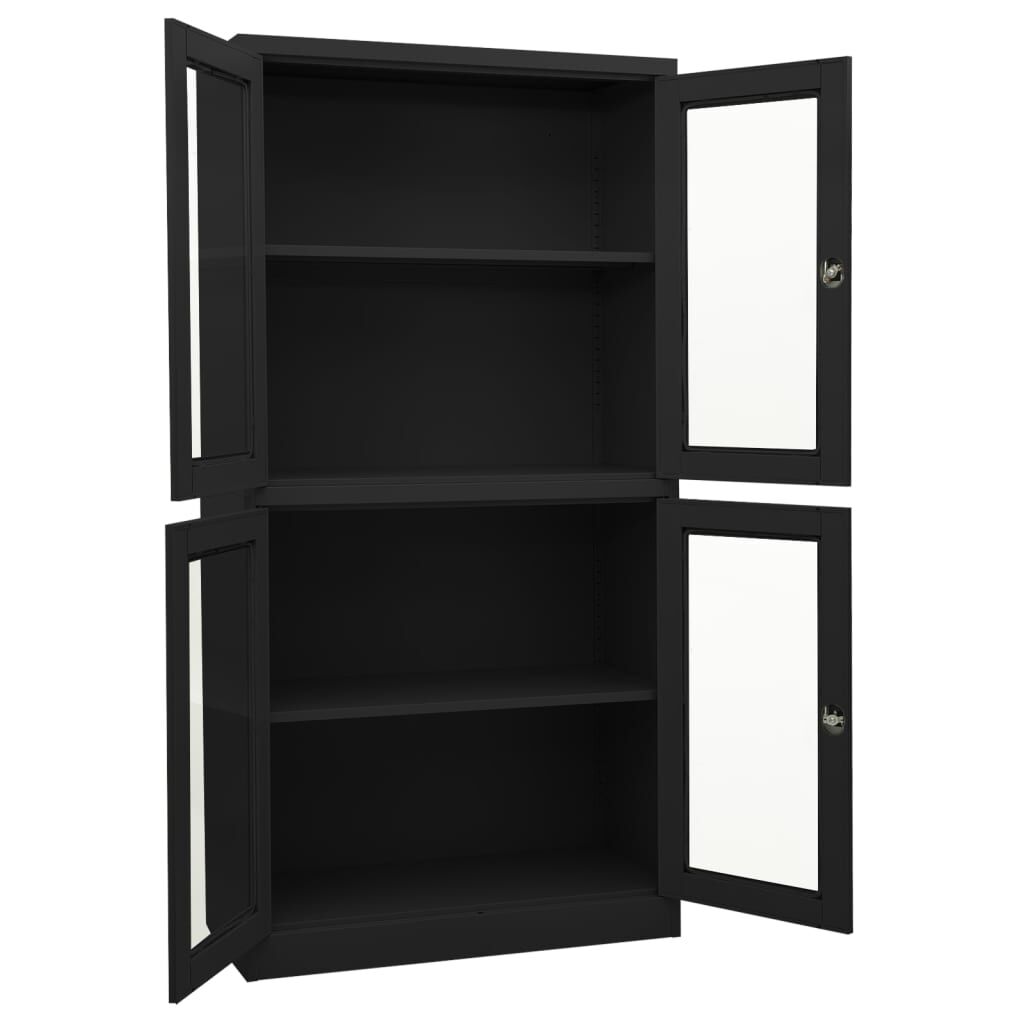 vidaXL Ντουλάπα Γραφείου Ανθρακί 90x40x180 εκ. από Ατσάλι/Ψημένο Γυαλί