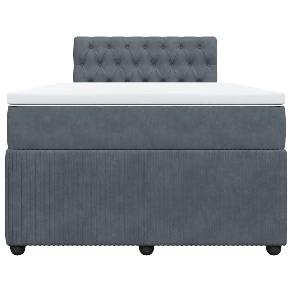 vidaXL Κρεβάτι Boxspring με Στρώμα Σκούρο Γκρι 120x190 εκ. Βελούδινο