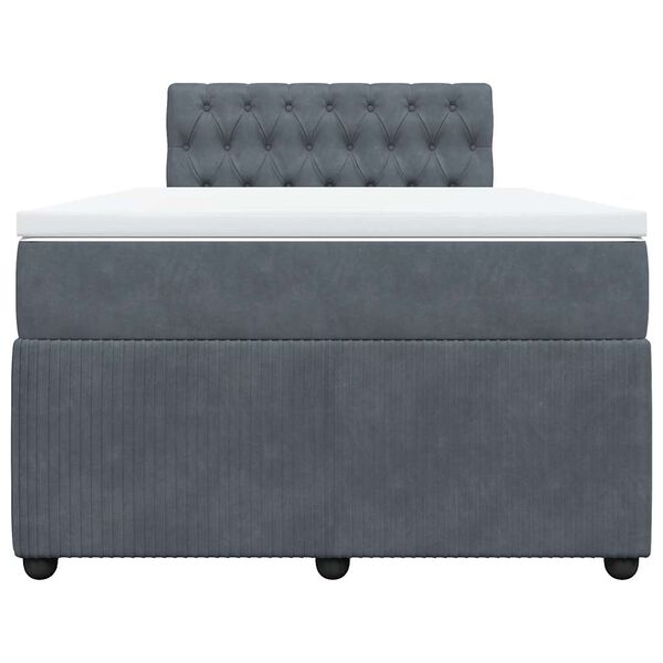 vidaXL Κρεβάτι Boxspring με Στρώμα Σκούρο Γκρι 120x190 εκ. Βελούδινο