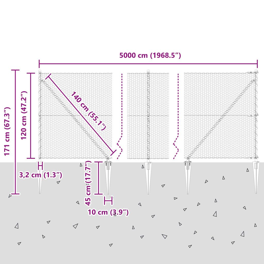 vidaXL Χάλκινος Φράχτης 1.2x50 μ Γαλβανισμένος Χάλυβας