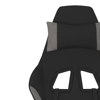 vidaXL Καρέκλα Gaming Μασάζ Υποπόδιο Μαύρη/Αν. Γκρι Ύφασμα με Υποπόδιο