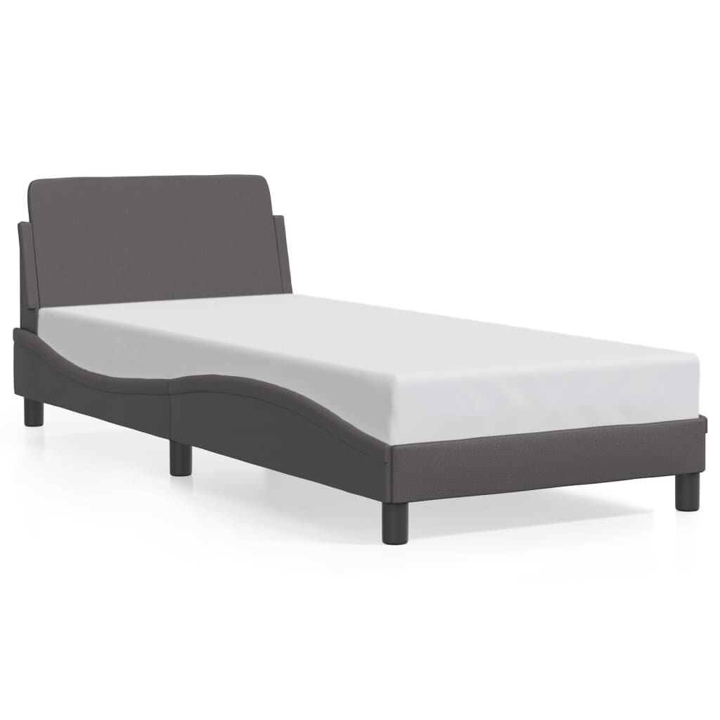 vidaXL Πλαίσιο Κρεβατιού με Κεφαλάρι Γκρι 90x190 εκ. Συνθετικό Δέρμα
