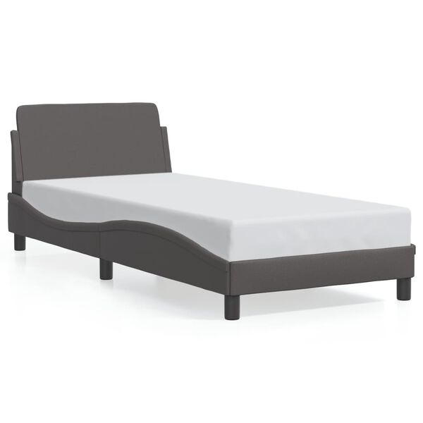 vidaXL Πλαίσιο Κρεβατιού με Κεφαλάρι Γκρι 90x190 εκ. Συνθετικό Δέρμα
