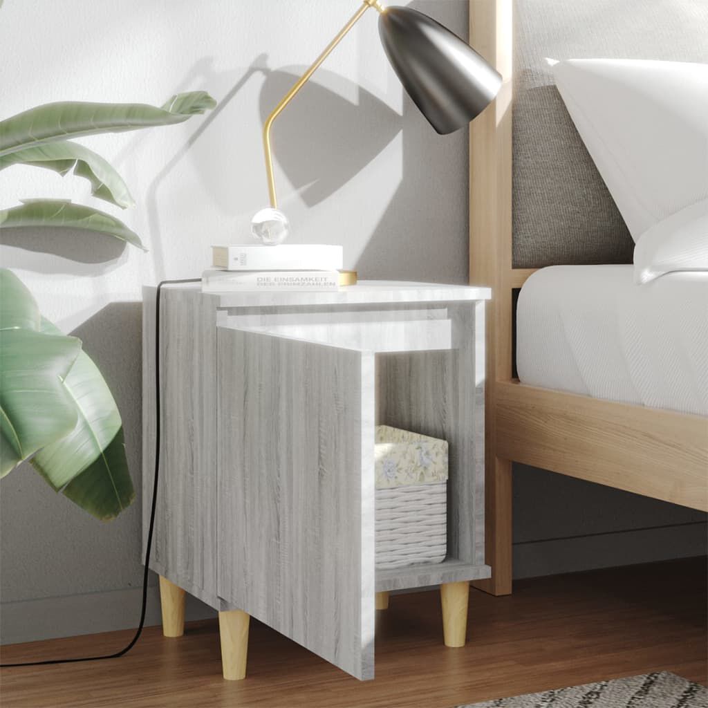 vidaXL Κομοδίνο Γκρι Sonoma 40 x 30 x 50 εκ. με Μασίφ Ξύλινα Πόδια