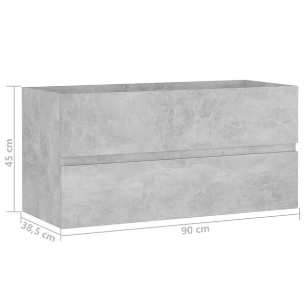 vidaXL Ντουλάπι Νιπτήρα Γκρι Σκυροδέματος 90x38,5x45εκ. από Επεξ. Ξύλο