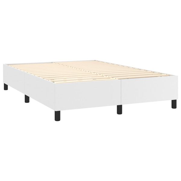 vidaXL Κρεβάτι Boxspring με Στρώμα Λευκό 140x200εκ.από Συνθετικό Δέρμα