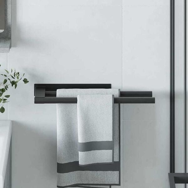 vidaXL Ράφι Πετσέτας Μαύρο 40 x 9 x 4 εκ Ανοξείδωτο ατσάλι