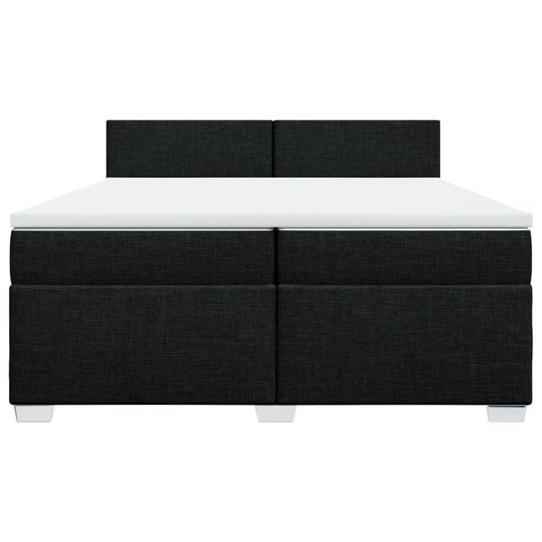 vidaXL Κρεβάτι Boxspring με Στρώμα Μαύρο 200x200 εκ. Υφασμάτινο