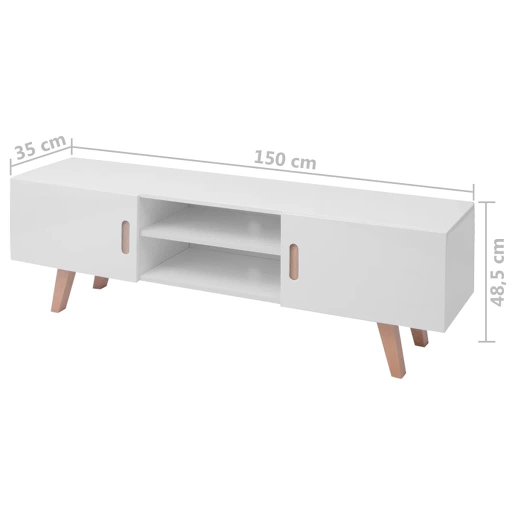 vidaXL Έπιπλο Τηλεόρασης Γυαλιστερό Λευκό 150 x 35 x 48,5 εκ. από MDF